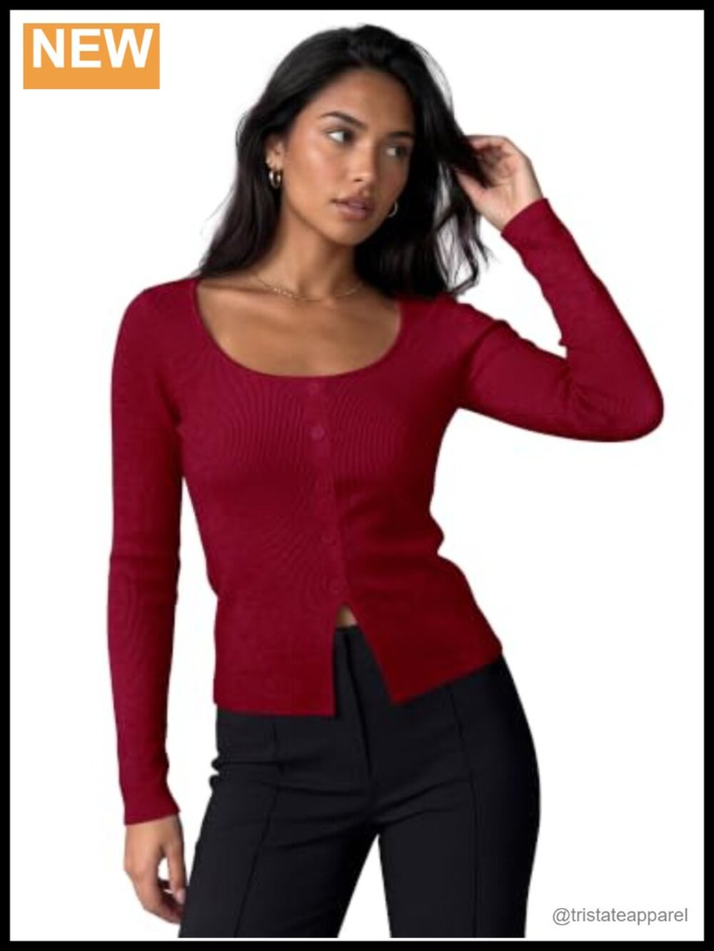 Women's Square Neck Long Sleeve Knit Top Polyester Going Out Blouse